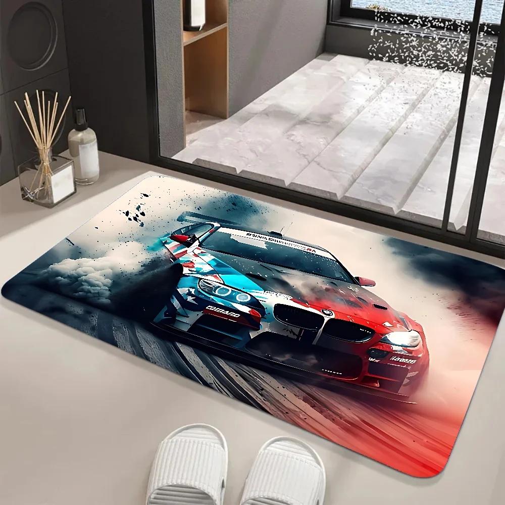 Large Size Retro Sports Car Floor Mats Graphic Printed  Doormats for Bathroom Kitchen Entrance Carpet Home Decoration Drain Pad