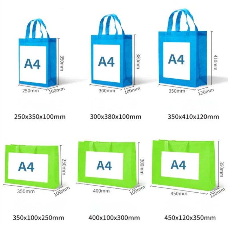 10PCS Colorful NonWoven Reusable Tote Bags  Large Eco Friendly Storage for Shopping Custom Logo (Extra Fee) Cloth Fabric Pouches