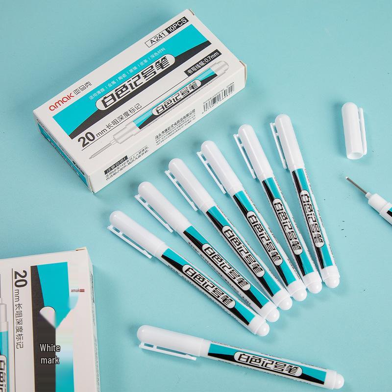 White Long-Tip Water-Based Marker for Logistics Marking