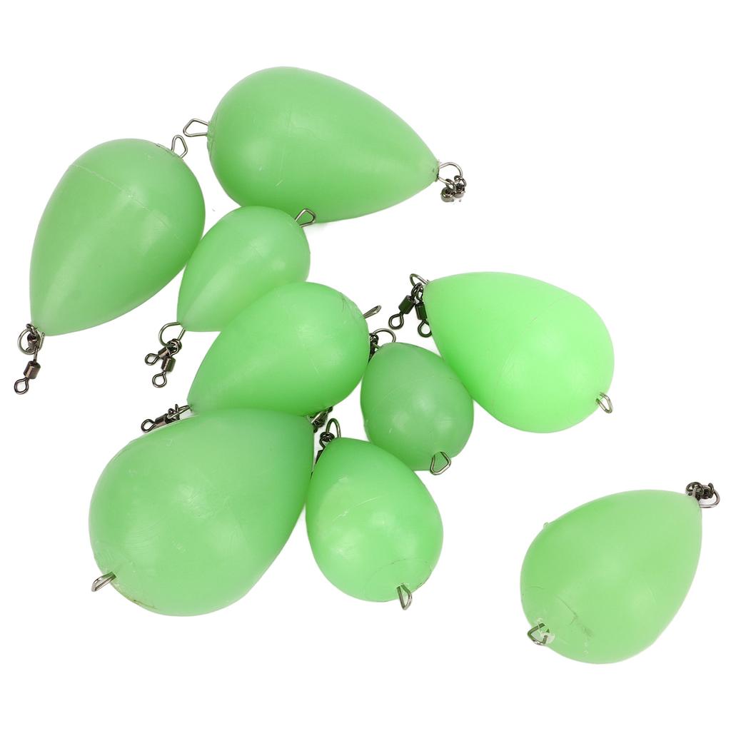 9pcs Luminous Fish Float PP Egg Shaped Throwing Aid Fish Float Casting Bait Fishing Accessories for Night Fishing