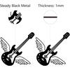Black Metal Guitar Wings Wall Art Sculpture, Hollow Iron Wall Decor, Rustic Music Themed Hanging Sign for Living Room Home Office 12x12 Inch
