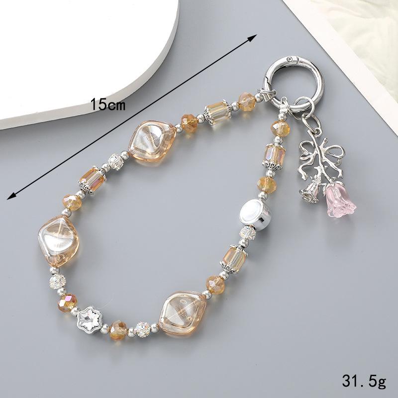 New Pearl Bow Beaded Pendant Phone Case Charm Wrist Strap Lanyard