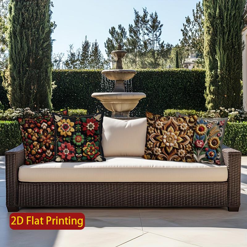2D Colorful Floral Embroidered Pillow Covers For Home Pattern Cushion Cover Suitable For Sofa Bedroom Car Pillow Cover