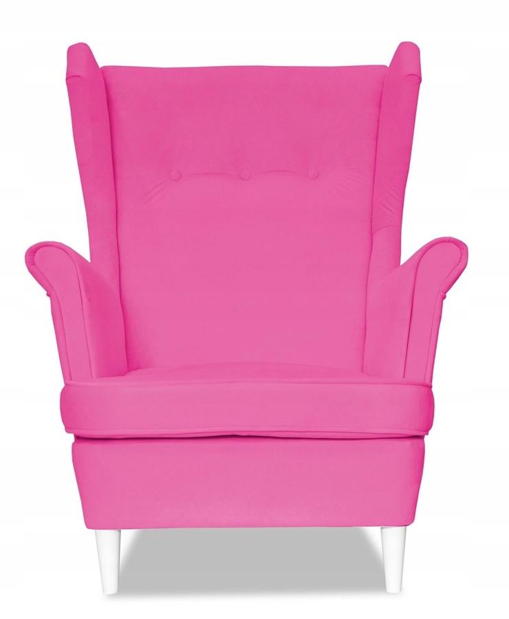 Fotel uszak ARI skandynawski Family Meble Fuksja, intensywny róż welur