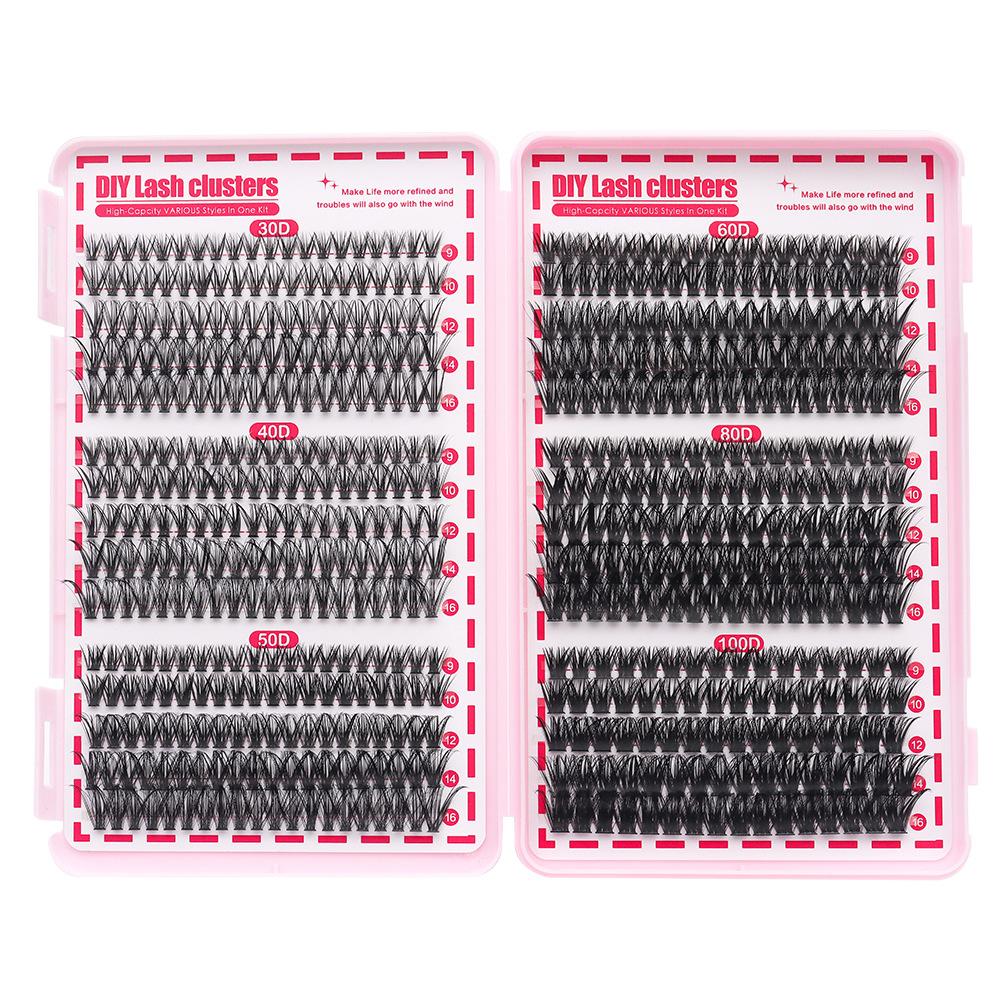 

Смешанные пучки ресниц 30D/40D/50D - Натуральный объем 640 пучков Горячий клей DIY Наращенные кукольные ресницы (Розовая книга) 30Eyelash Arrangement Boo