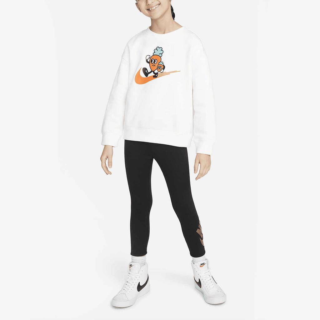 Nike Sweatshirt Pattern Print Crew Neck Pullover Kids Tops White FN7117-133