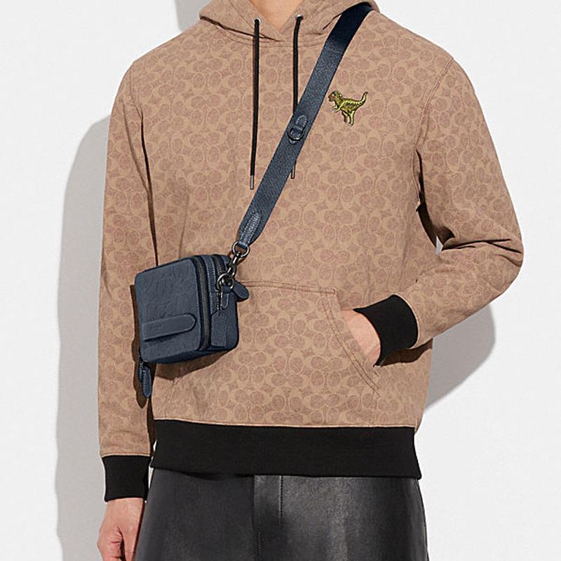 Coach Charter 19 Einfarbige Reißverschluss Leder Schulter Crossbody Tasche Kleine Damen Taschen Dunkelblau C2609-DDE