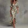 GMXIA Women's Fashion Summer Spring 1/2 Sleeves V-Neck  Casual Dresses