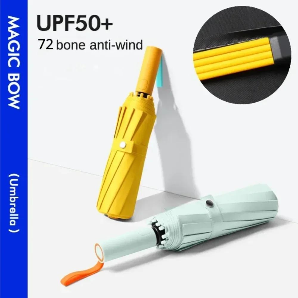 72 Bone Super Strong Windproof Automatic Umbrella Sunshade Uv Protection Folding Anti-Storm Large Size Reverse Rain Gear
