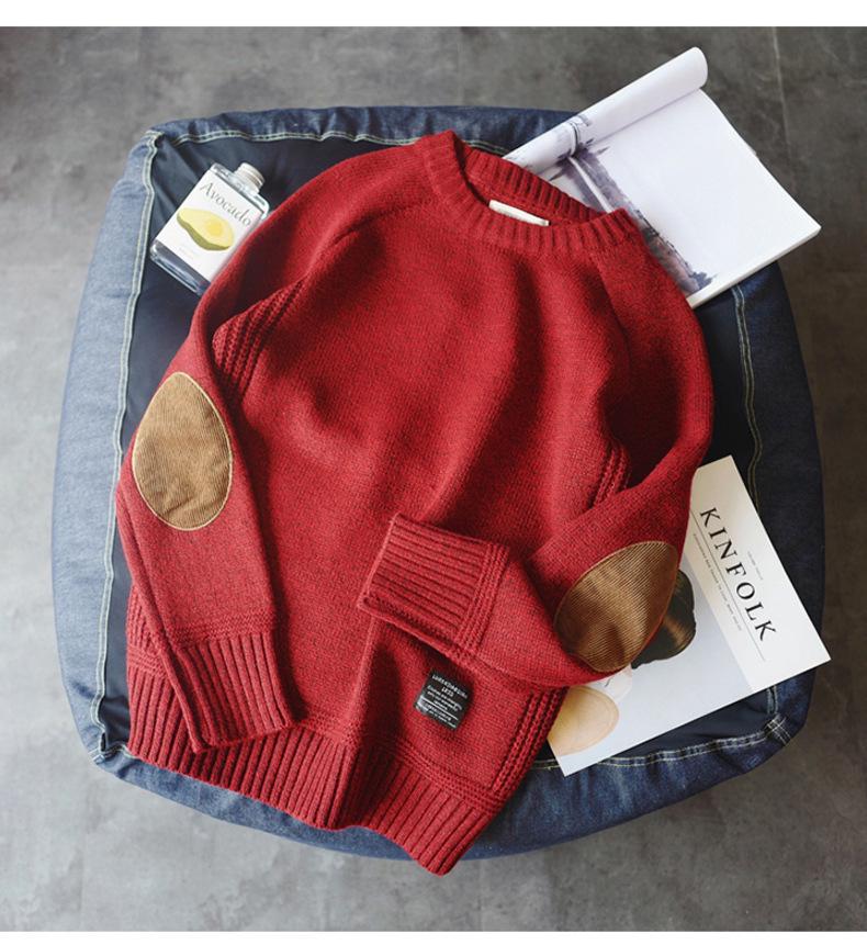2023 Men's Trendy Thickened Korean-Style Sweater: Handsome, Versatile Knit Patch Design