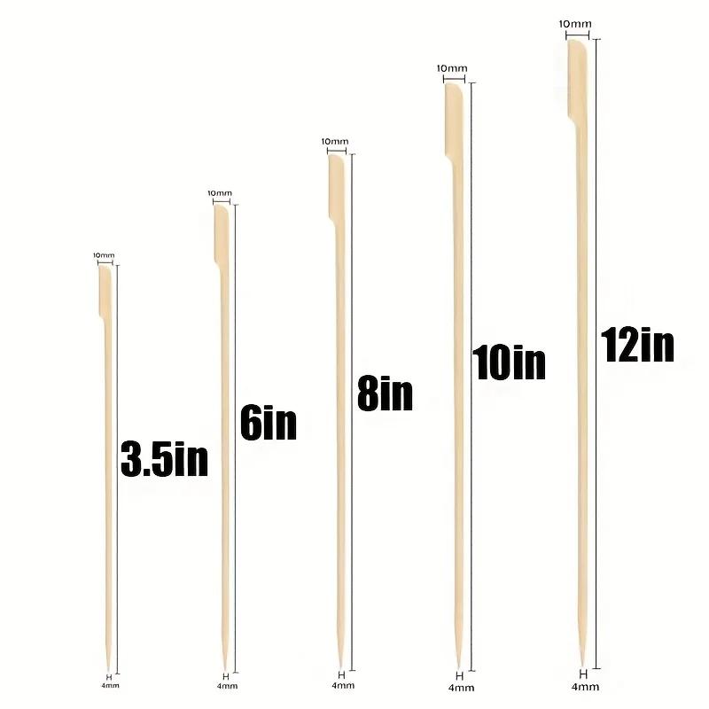 100Pcs Disposable Barbecue Sticks, Bamboo Sticks with Handles, Dim Sum, Meat, Fruit, Hamburger Sticks, Clean and Sanitary