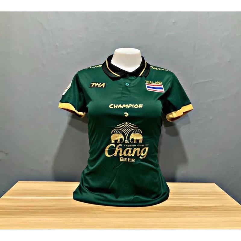 Thailand National Women Football Soccer Training JERSEY CHEER Fan Print Vintage Retro Elephant Quick Dry Polo Shirt Short Sleeve Uniform Sport Outdoor