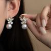 Diamond Flower Pearl Earrings Premium Gentle French Silver Needle Earrings Women'S Exquisite Fashion Versatile Sweet Earrings