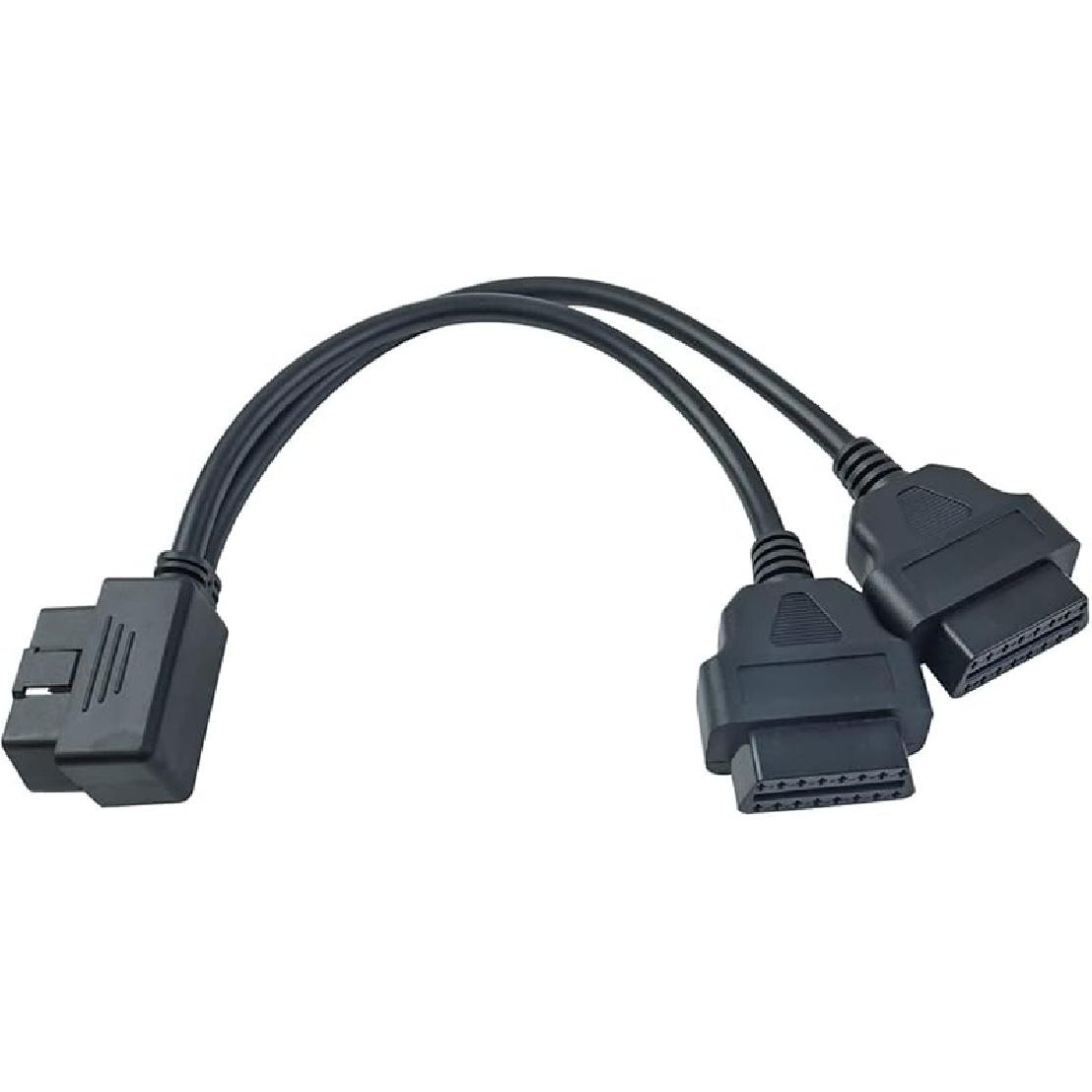 Угловой Y-образный разветвитель OBD2, разветвитель с одним мужским разъемом на 2 женских, удлинительный кабель 30 см/12 дюймов Y Cable 1 Piece