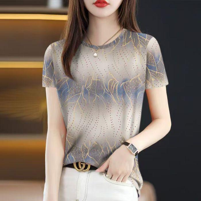 Chic Retro Women's Round Neck Short Sleeve T-Shirt - 2025 Summer Trend