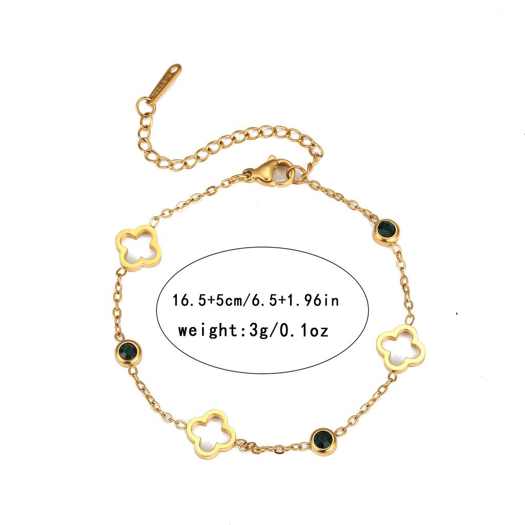 Diamond-encrusted Girls' Titanium Steel Bracelet Niche Girlfriend Four-leaf Clover Bracelet Light Luxury High-end Color-sensitive Jewelry