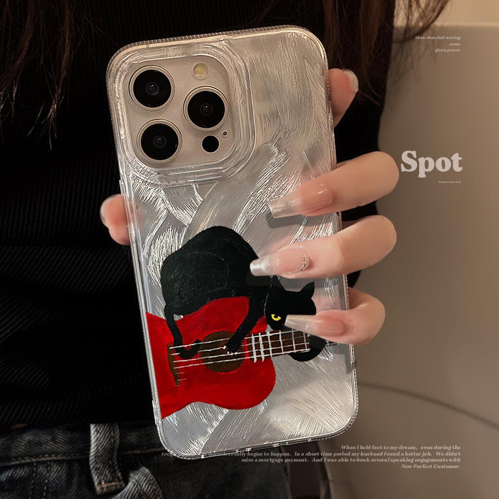 Artistic Black Cat Phone Case For iPhone 17 16 15 14 13 12 11 Pro Max 16 15 14 7 8 Plus XS XR X Silicone Shockproof Bumper Cover