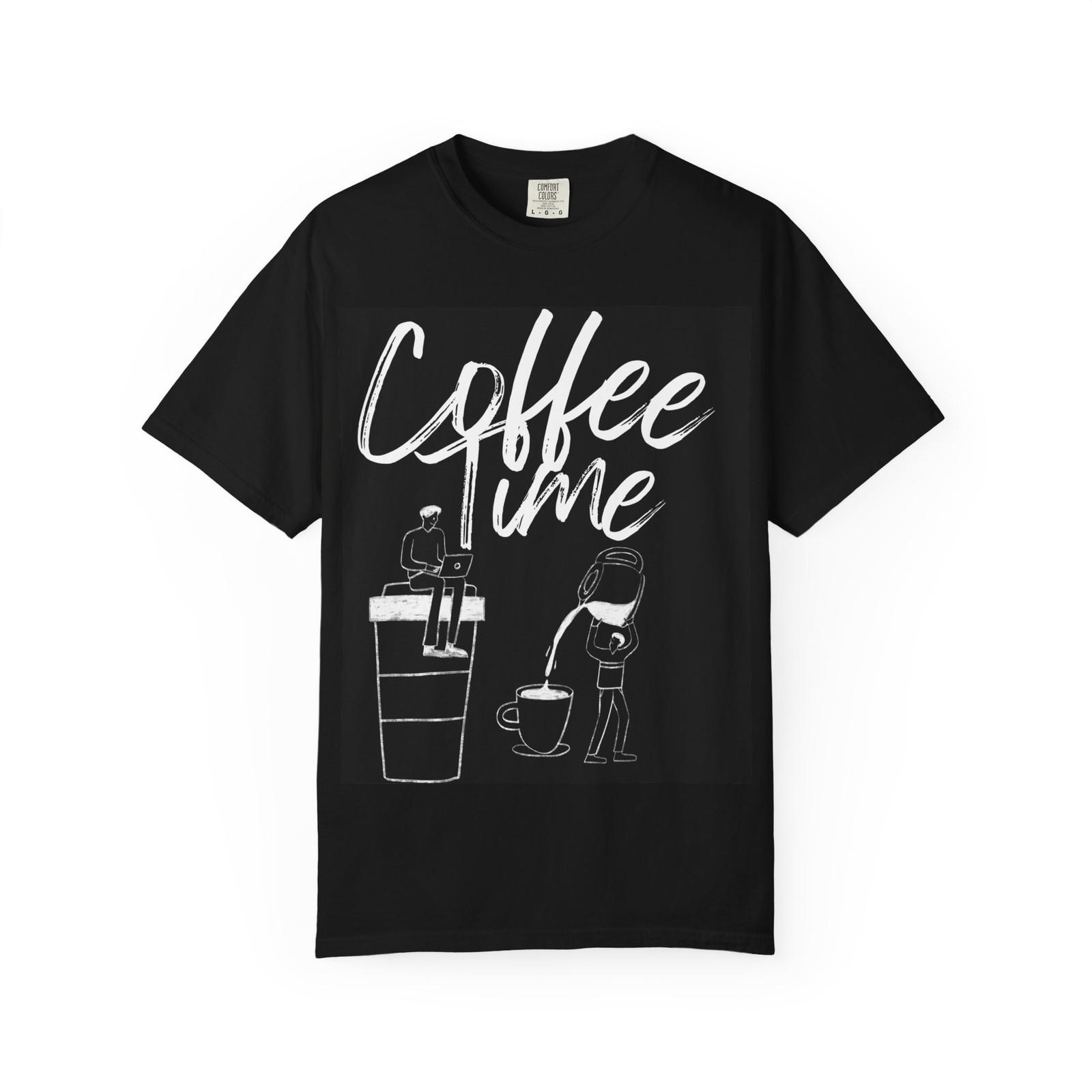 Coffee Time T-Shirt — Cute Hand-Drawn Coffee Lovers Tee L