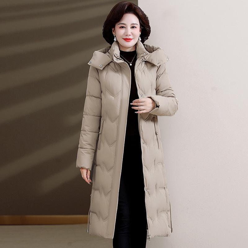 Down cotton coat women's long over-knee 2025 winter new Korean figure-flattering cotton-padded jacket large size thick cotton coat outer