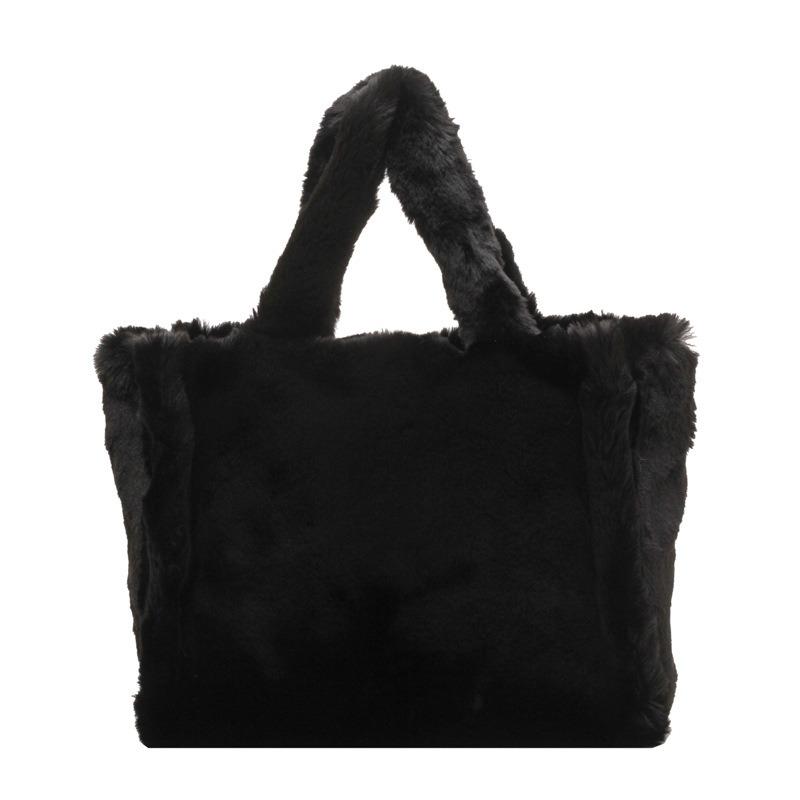 Plush Bag Simple Underarm Crossbody Solid Color Handbag Casual Tote Bag