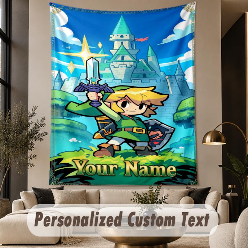 Custom Text Printed Tapestry Zelda Pattern Large Wall Hanging Indoor Room Decor