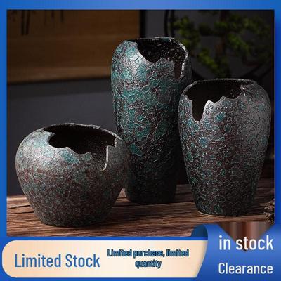 Vaso Cerâmico Retrô para Suculentas - Vaso de Flor Grande Entalhado para Casa e Varanda