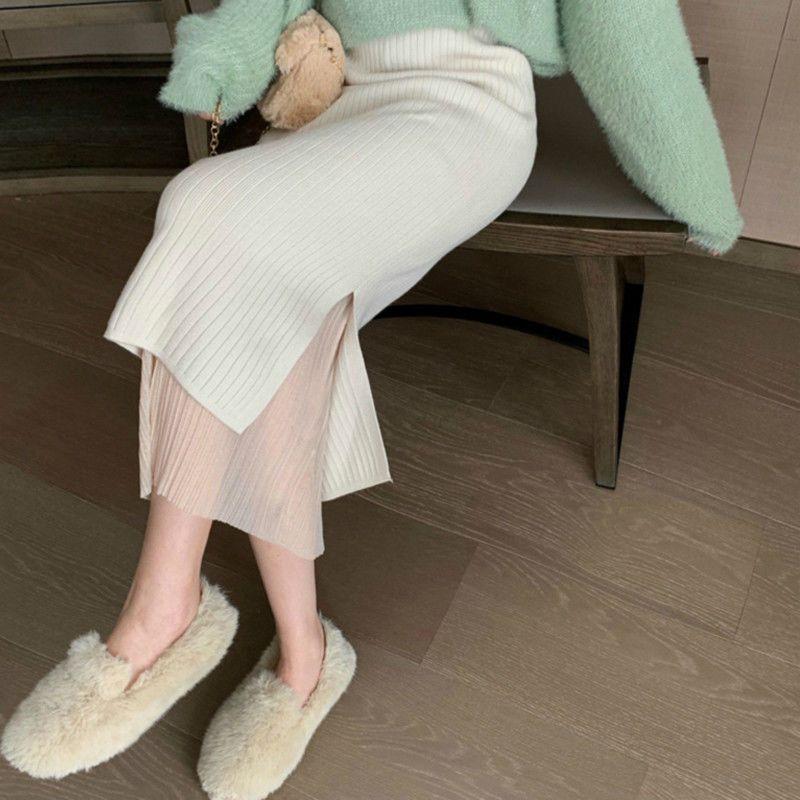 

Зимняя женская стильная нишевая двусторонняя вязаная миди-юбка облегающего кроя, плиссированная, элегантная юбка-карандаш M