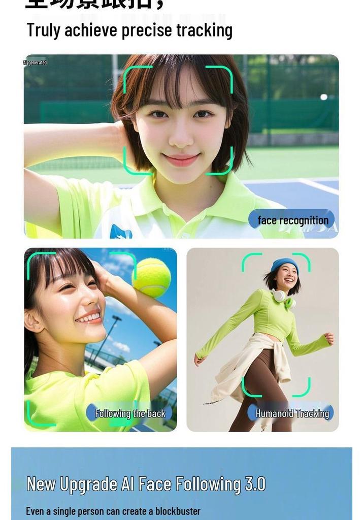 Bright Spot Extendable Selfie Stick & AI Tracking Phone Gimbal