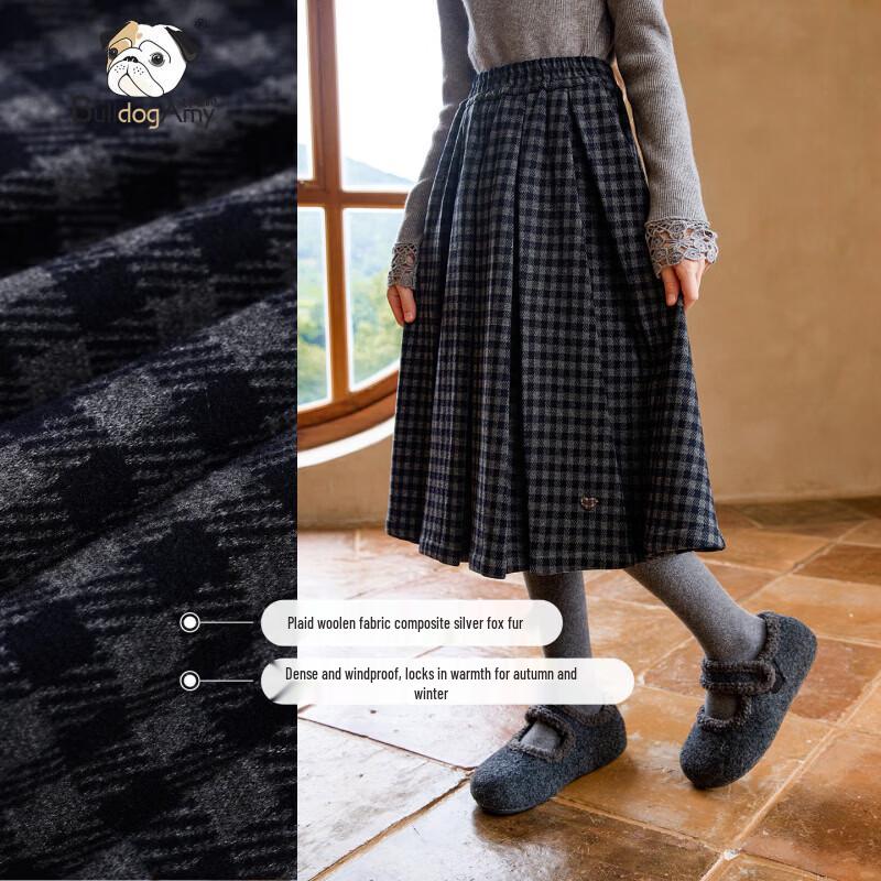Girls' Plaid Winter Wool Skirt