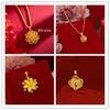 Collier pendentif grande fleur rotative Or Sable du Vietnam pour Femmes - Collier clavicule Style Célébrité Or 999.