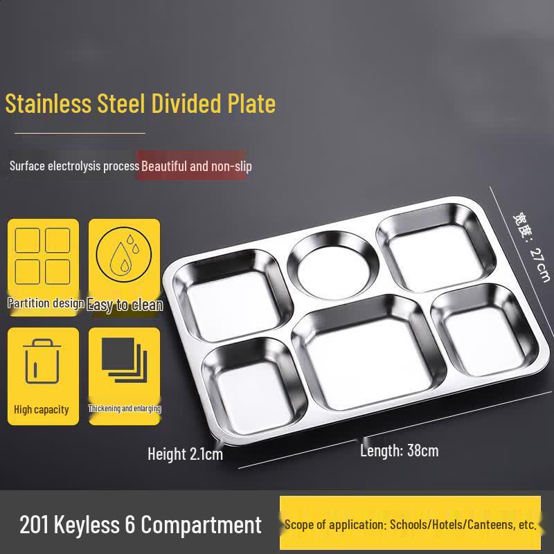 FATTBAO Stainless Steel Divided Meal Tray