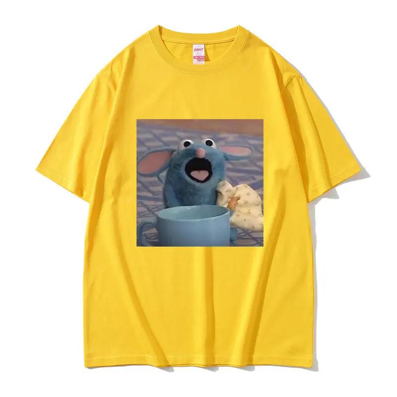Funny Hungrt Tutter Mouse Meme Tshirt for Men Women Cute Kawaii Tee Shirt Man Cotton T-shirt Male Fashion Summer Short Sleeve