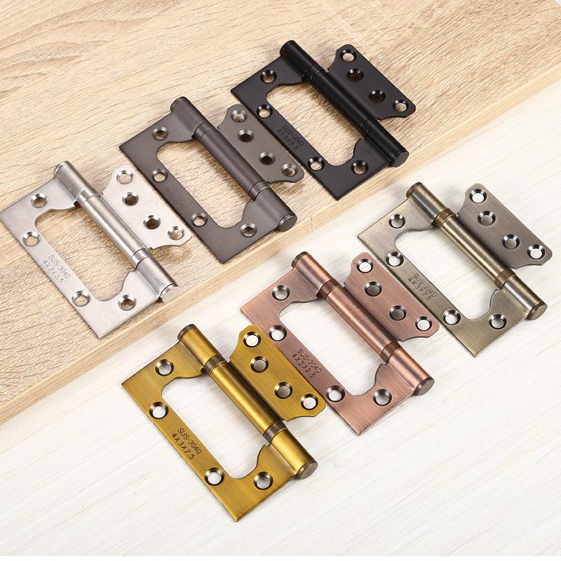 Stainless Steel Door Hinges Invisible Mute Thickened Bearings Hardware Hinge Accessories for Wooden Doors Window 4 Inch