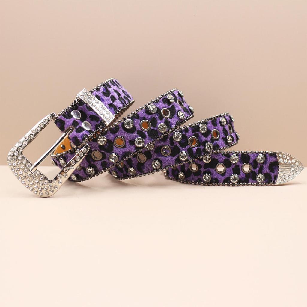 European & American Leopard Rhinestone Leather Belt: Trendy & Versatile Men's Accessory