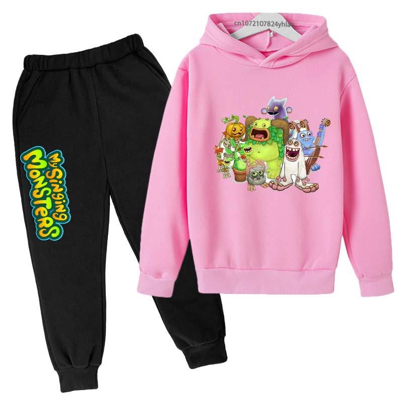 My Singing Monsters Bambini Primavera Autunno Carini 2pz Felpa Casual+Pantaloni Tute 3-14 Anni Ragazzi Ragazze Completi Vestiti Bambini