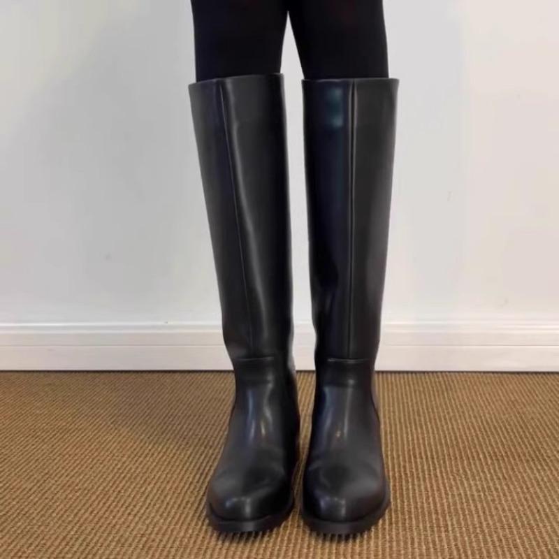 Retro Shoes, Low-heeled Straight Boots, Women's Slimming and Versatile Boots That Don't Reach The Knees