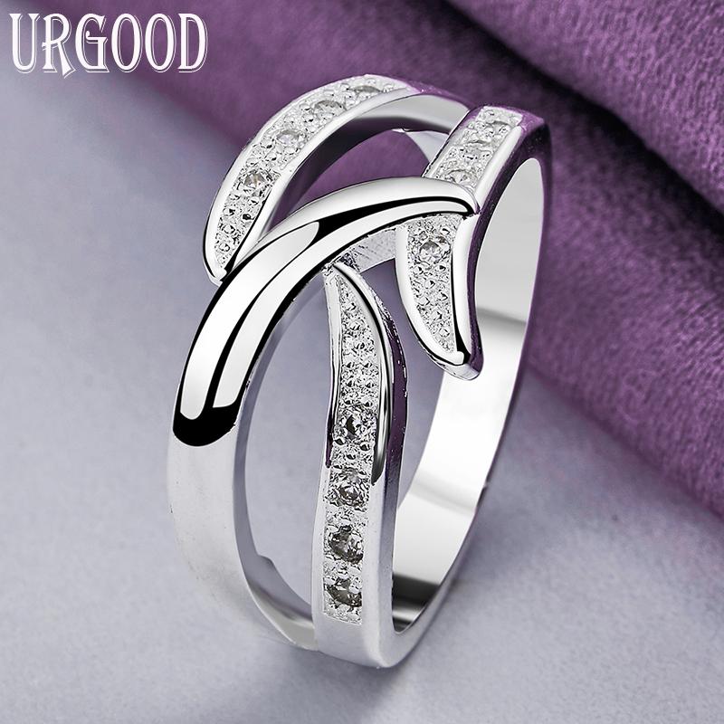 925 Sterling Silber AAA Zirkon Geometrie Ring Modeschmuck