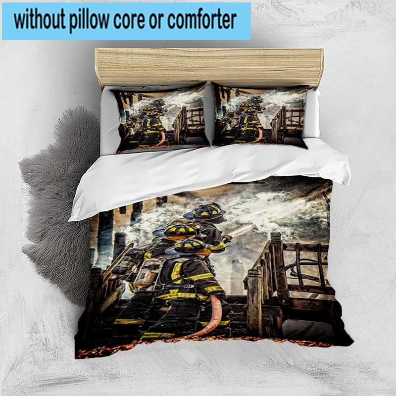 Firefighter's American Pride 3pcs Bedding,Including 1pc Duvet Cover And 2pcs Pillowcases Perfect for Christmas,Ideal for Bedroom, Dormitory