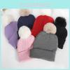 Warm Solid Color Plush Ball Acrylic Knit Cap For Fall Season Fashion