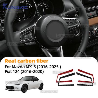 Soft Carbon Fiber Sticker For Mazda MX-5 MX5 Miata Roadster ND ND2 MK4 2015-2025/Fiat 124 Spider 2016-2020 Car Steering Wheel