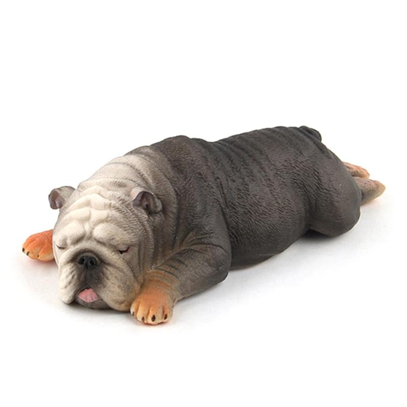 Realistic Puppy Bulldog Figurine Statue Sculpture Model for Dog Lover Collection