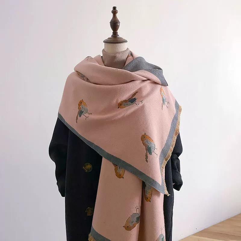 Γυναικείο Πυκνό Ζεστό Φουλάρι με Ζωγραφιά Τοπίου: Απομίμηση Κασμίρ για Γραφείο και Μοντέρνα Λαιμόκοψη