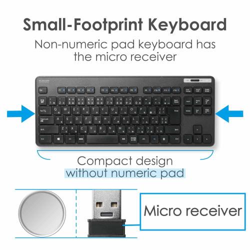 ELECOM Keyboard Wireless (Receiver Included) Membrane Thin Compact Keyboard with Mouse Black TK-FDM109MBK