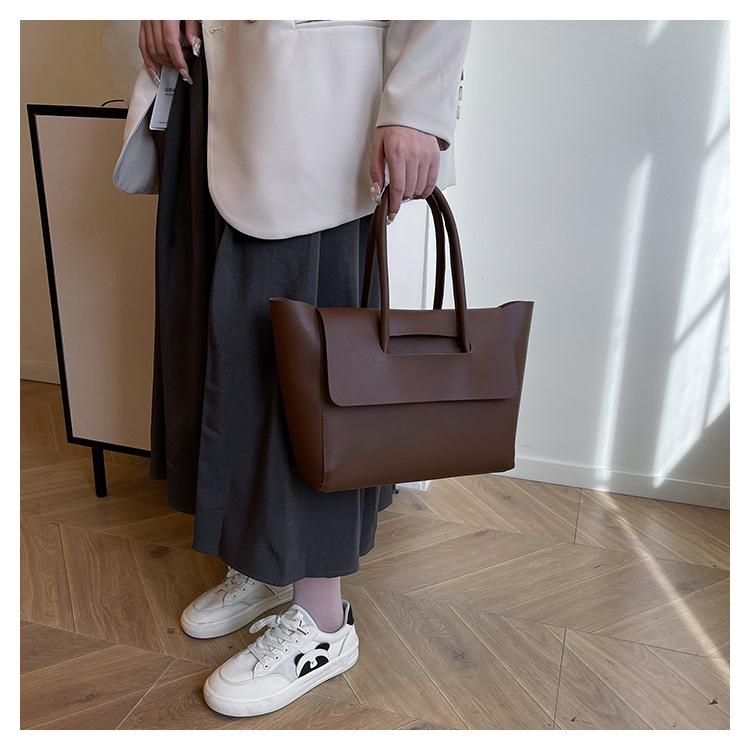 Modna damska torba typu tote na zakupy i do pracy, koreański styl retro, duża pojemność, 2025