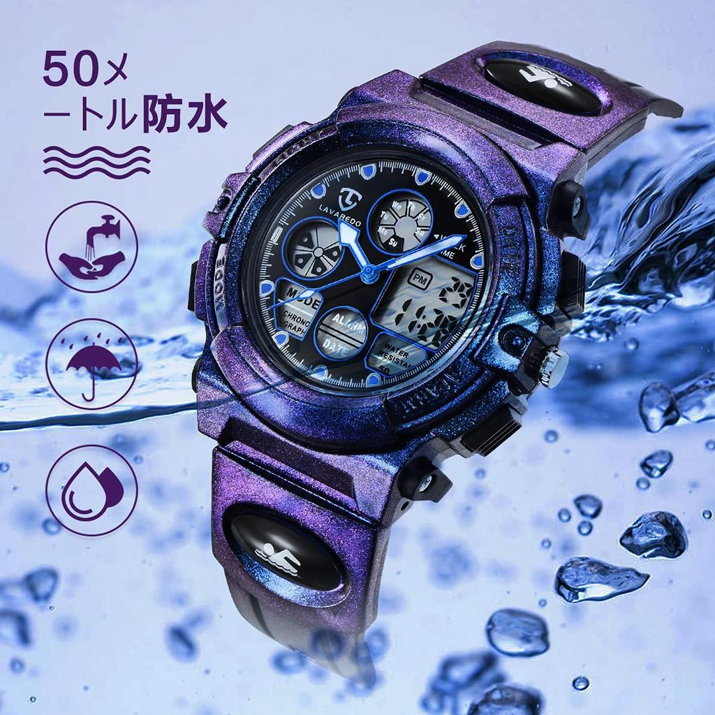 Watch Boys Sports Watch Outdoor Multifunctional Waterproof Alert Date Day Display Dual Time LED Analog Display Girls Boys Digital Watch Children's