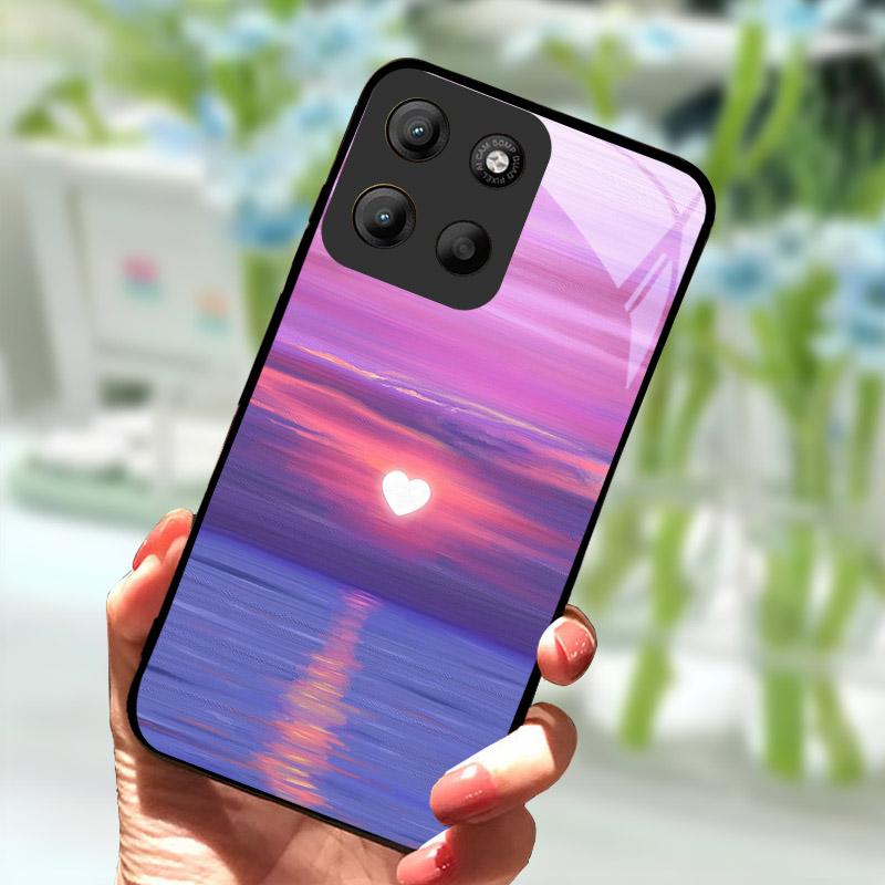 Für Motorola G15 Hülle Gehärtetes Glas Handyhülle Für Moto G15 MotoG15 Sturzschutz Luxuriöse Rückabdeckung G 15 Schale Hülle