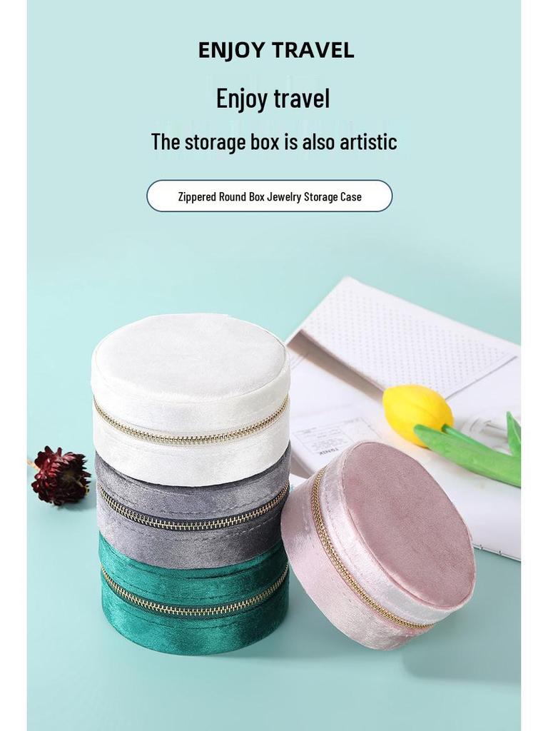 Round Velvet Stud Earrings Box – Anti-Oxidation Jewelry Storage for Earrings and Rings