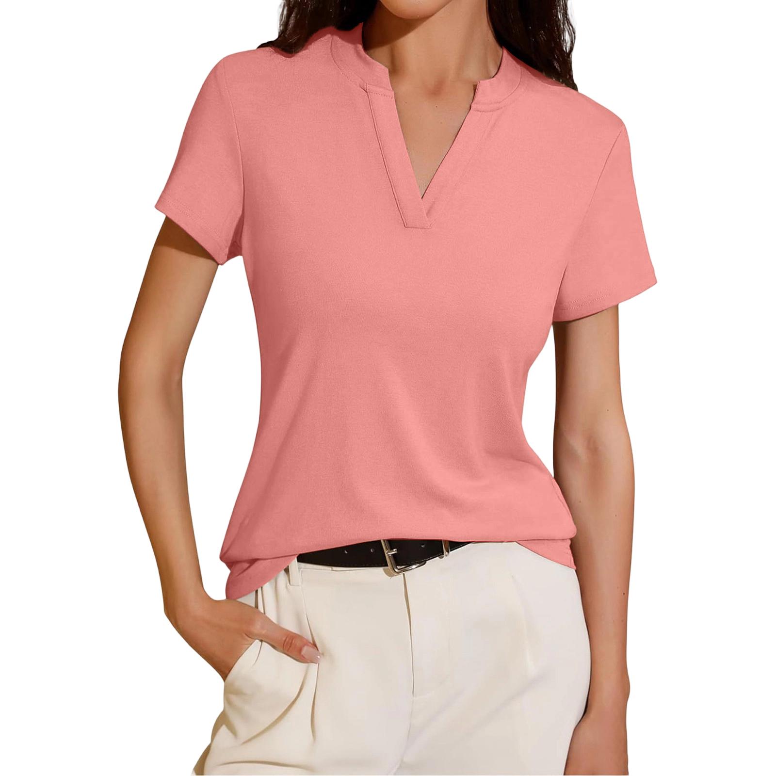Women s Color Fashionable Casual Slim Fit Short Sleeved V-neck Top M