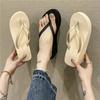 Thick-soled flip-flops women's summer outer wear fashionable new muffin slope heel heel heel clip toe beach sandals