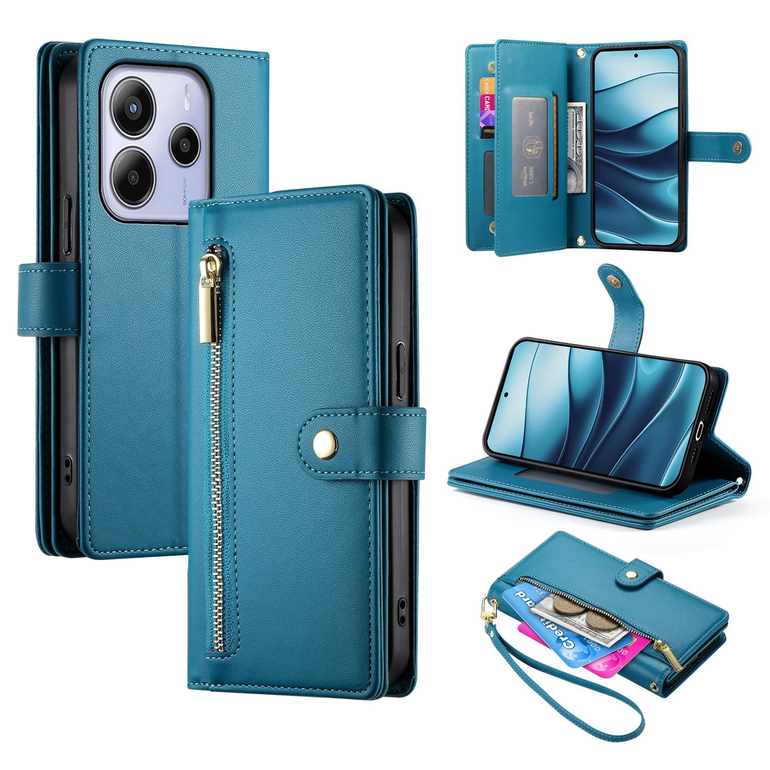 

DF-011 For Xiaomi Redmi Note 14 4G (163.25mm) Case Zipper Pocket Wallet Leather Phone Cover with Straps F